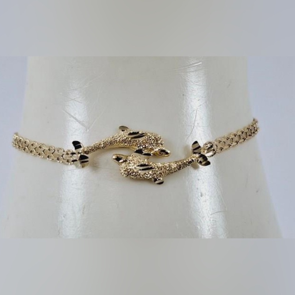 14k solid Gold Dolphin Bracelet